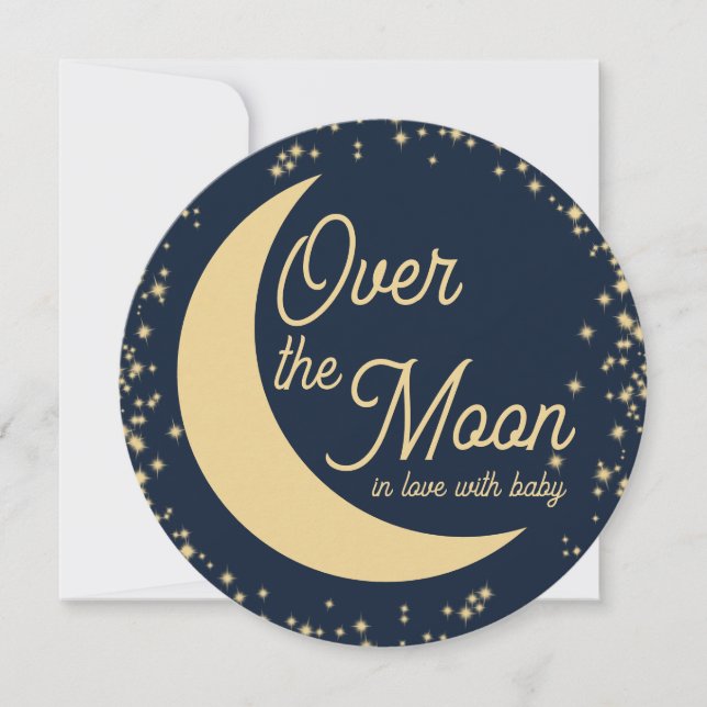 Invitation Baby shower de la lune et des étoiles (Devant)