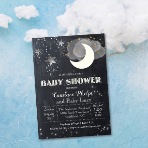 Invitation Baby shower de la lune Little Star Twin