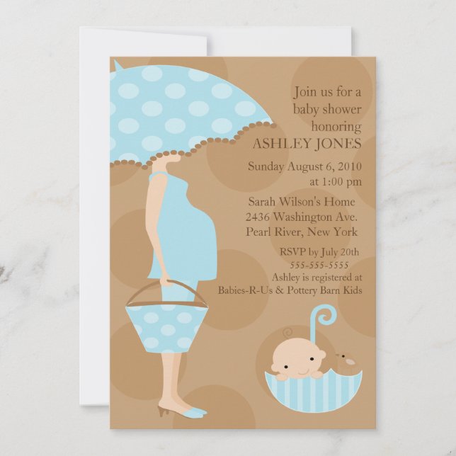 Invitation Baby shower de la maman des parapluies (Devant)