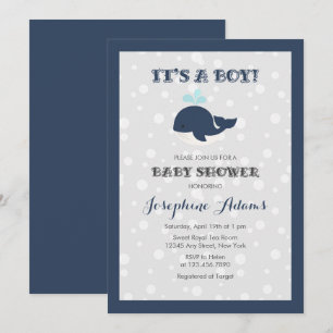 Invitation Baby shower de la marine Blue Ocean Whale