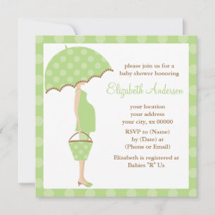 Invitation Baby shower de la mère des Pois verts parapluies