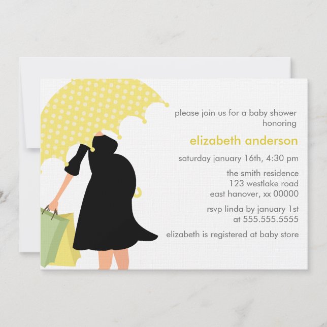 Invitation Baby shower de la mère enceinte {jaune} (Devant)