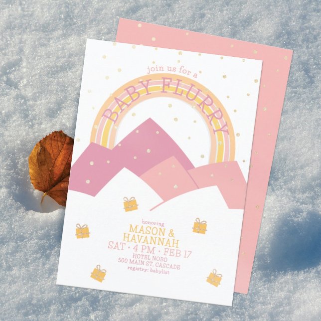 Invitation Baby shower de la neige rose Mountain (Créateur téléchargé)