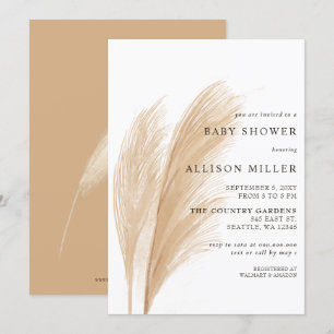 Invitation Baby shower de la Pampas Boho Rustique neutre par