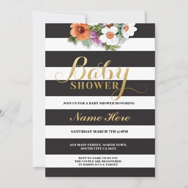 Invitation Baby shower  de la Parties scintillant d'or de la  (Devant)