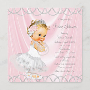 Invitation Baby shower de la petite dame de Pink Satin Pearl