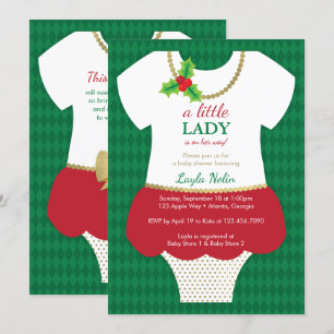 Invitation Baby shower de la petite dame, Noël
