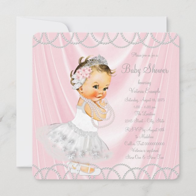Invitation Baby shower de la petite dame rose Satin (Devant)