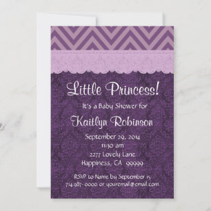 Invitation Baby shower de la petite dentelle violette S21C