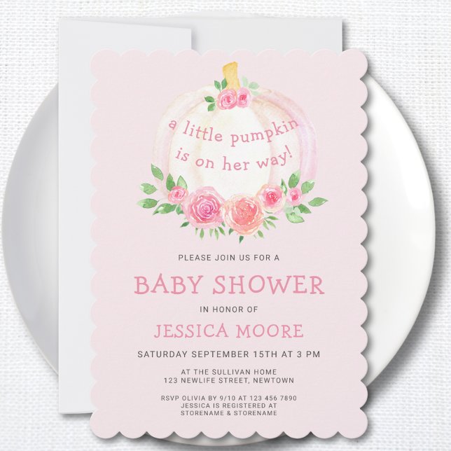 Invitation Baby shower de la petite fille Citrouille rose (Créateur téléchargé)