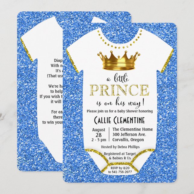 Invitation Baby shower de la petite Parties scinti (Devant / Derrière)