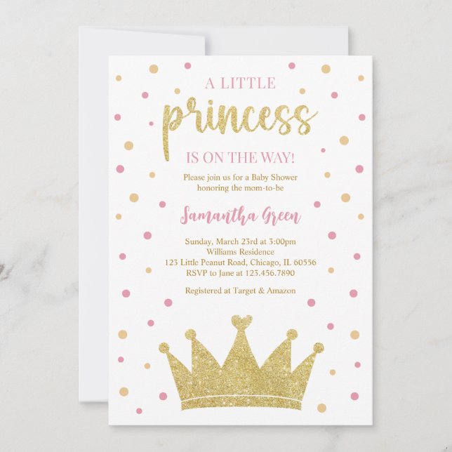 Invitation Baby shower de la petite princesse (Devant)