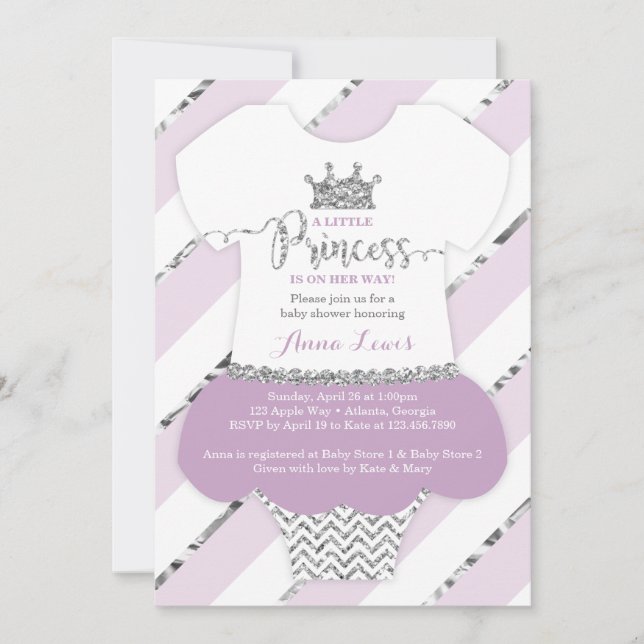 Invitation Baby shower de la petite princesse, Fau (Devant)