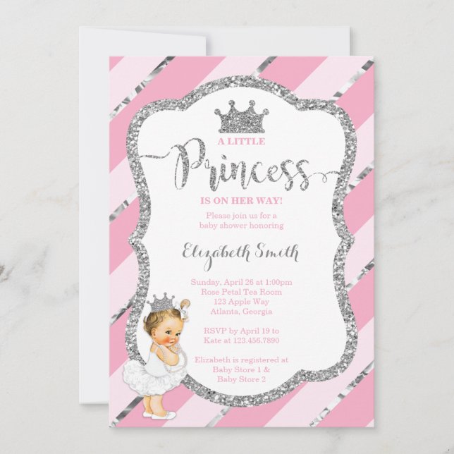 Invitation Baby shower de la petite princesse, Fau (Devant)