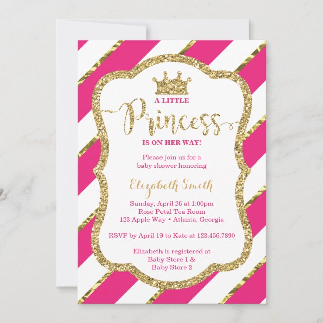 Invitation Baby shower de la petite princesse, Fau (Devant)
