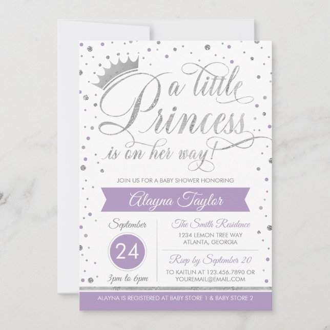 Invitation Baby shower de la petite princesse, Fau (Devant)