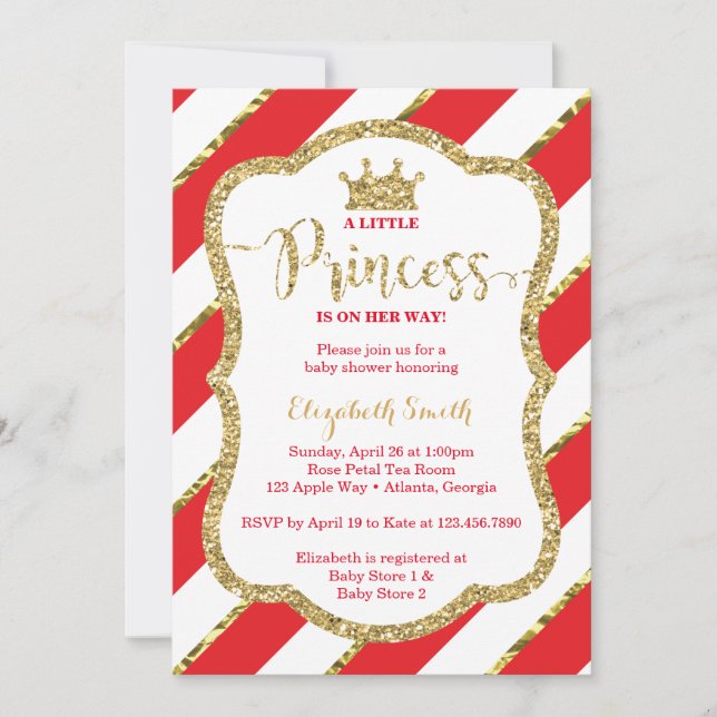 Invitation Baby shower de la petite princesse, Fau (Devant)