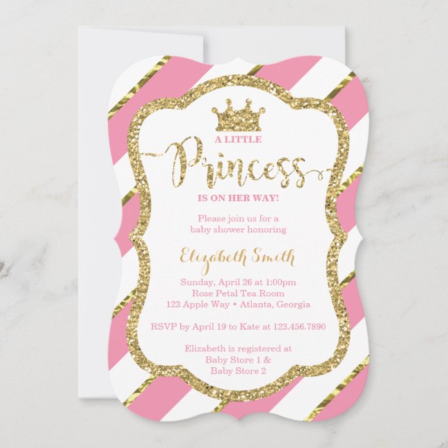 Invitation Baby shower de la petite princesse, Fau (Devant)