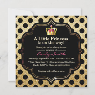 Invitation Baby shower de la petite princesse Pois moderne