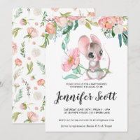 Invitation Baby shower de la petite souris florale