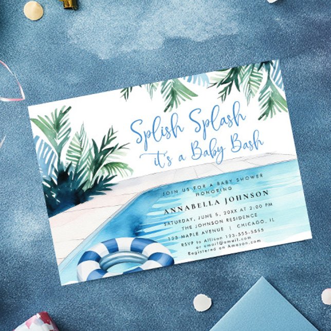 Invitation Baby shower de la piscine bleu C'est un garçon (Créateur téléchargé)