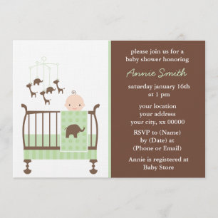 Invitation Baby shower de la pouponnière verte