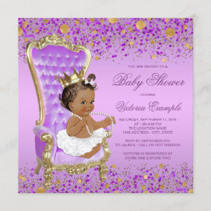 Invitation Baby shower de la princesse ethnique Purple Gold