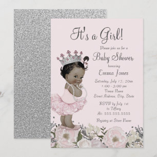 Invitation Baby shower de la princesse Florale rose africaine