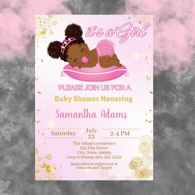 Invitation Baby shower de la princesse noire (Créateur téléchargé)