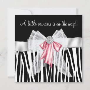 Invitation Baby shower de la princesse noire rose Zebra