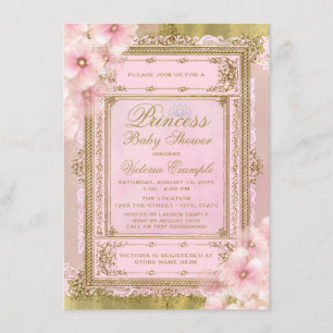 Invitation Baby shower de la princesse Pink and Gold Foil