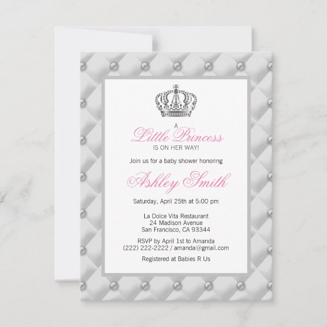 Invitation Baby shower de la princesse Silver Crow (Devant)