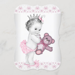 Invitation Baby shower de la princesse Teddy Bear Pink