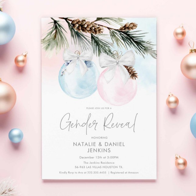 Invitation Baby shower de la révélation du genre Noël Invitat (Winter Gender Reveal Invitation)