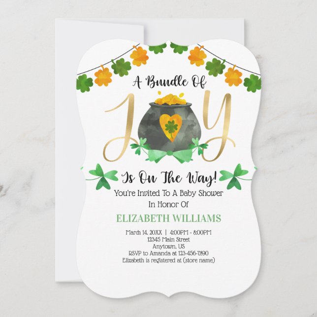 Invitation Baby shower de la Saint Patrick (Devant)