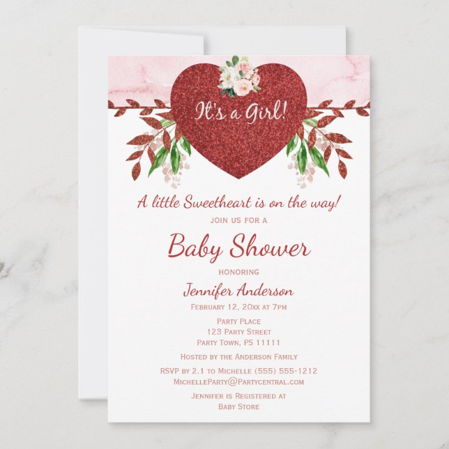 Invitation Baby shower de la Saint-Valentin (Devant)