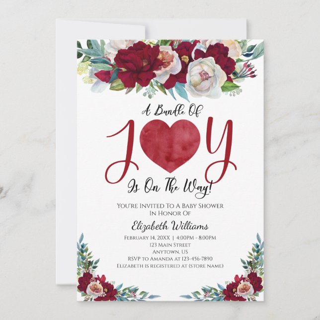 Invitation Baby shower de la Saint Valentin (Devant)