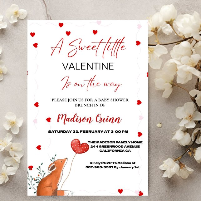 Invitation Baby shower de la Saint Valentin au coeur rouge et (Créateur téléchargé)