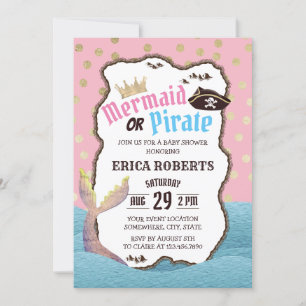 Invitation Baby shower de la sirène ou du pirate moderne des 