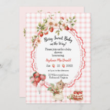 Invitation Baby shower de la souris fraise