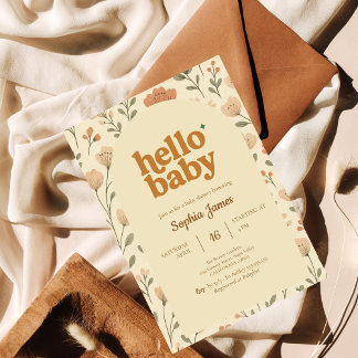 Invitation Baby shower de la typographie neutre beige