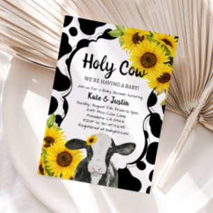 Invitation Baby shower de la vache sacrée des tournesols