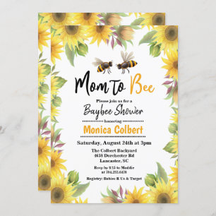 Invitation Baby shower de l'abeille de tournesol