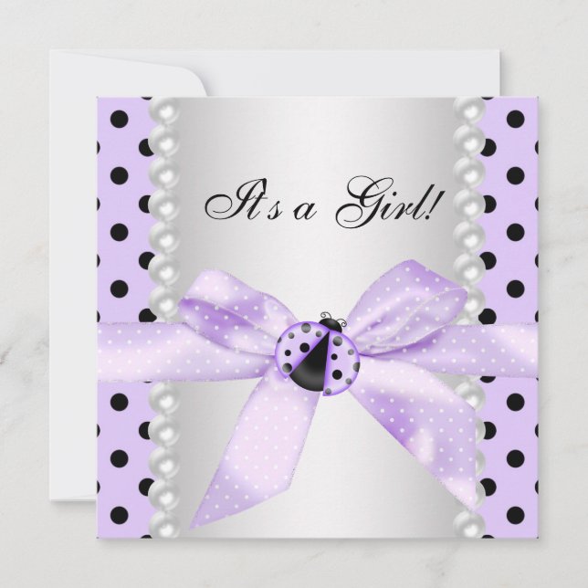Invitation Baby shower de Ladybug violet (Devant)