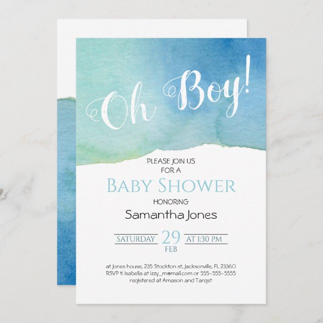 Invitation Baby shower de Laguna (Devant / Derrière)