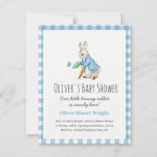 Invitation Baby shower de lapin bleu peter mignon