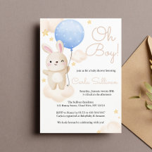 Baby shower de lapin mignon bleu garçon