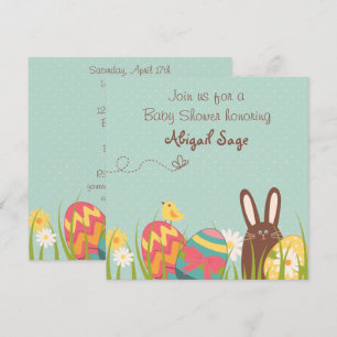 Invitation Baby shower de lapin mignon et oeufs de