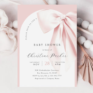 Invitation Baby shower de l'arc rose