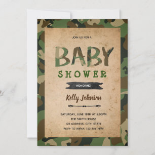 Invitation baby shower de l'armée de camo